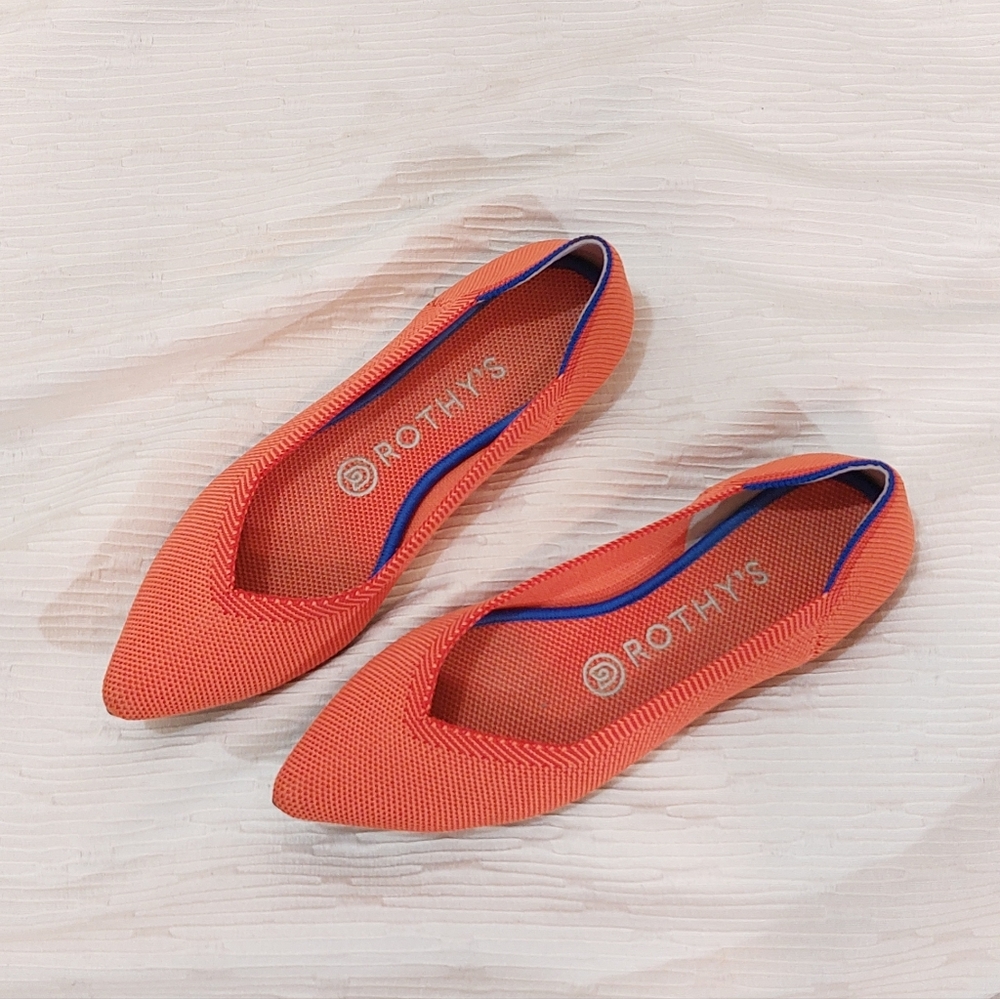 Orange Rothy's Pointed Toe Flats Size 7 - Picture 2 of 13